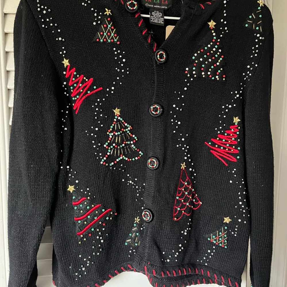 Designers Originals Black Cardigan with Festive Embroidery